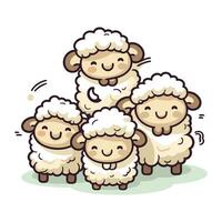schapen familie. schattig tekenfilm schapen. vector illustratie.