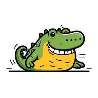 schattig krokodil tekenfilm karakter. vector illustratie Aan wit achtergrond.