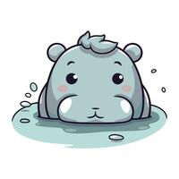 schattig nijlpaard in water. vector illustratie van een tekenfilm nijlpaard.