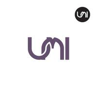 brief umi monogram logo ontwerp vector