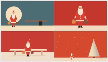 Kerstmis reeks met de kerstman claus, bank en Kerstmis boom. vector illustratie