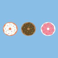 grappig creatief hand- getrokken kinderen illustratie van heerlijk donuts vector