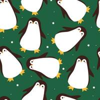 naadloos patroon tekenfilm pinguïn. schattig dier behang illustratie voor geschenk inpakken papier vector