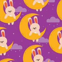 naadloos patroon tekenfilm konijn Aan de maan. schattig illustratie ontwerp. dier patroon voor geschenk inpakken papier vector