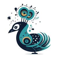 vector illustratie van een Pauw met spatten. hand- getrokken vogel.