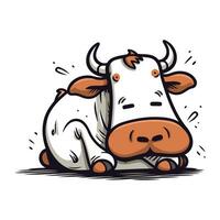 schattig tekenfilm koe. vector illustratie geïsoleerd Aan wit achtergrond. boerderij dier.