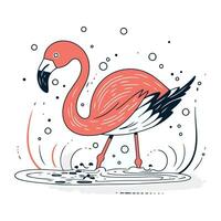 flamingo Aan een wit achtergrond. vector illustratie in tekening stijl.