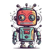 schattig tekenfilm robot. hand- getrokken vector illustratie. tekening stijl.