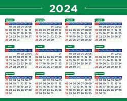 kalender ontwerp voor 2024 of nieuw jaar kalender vector