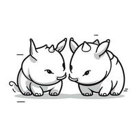 schattig neushoorn en neushoorn tekenfilm vector illustratie