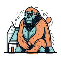 gorilla in een pak van een superheld. vector illustratie.