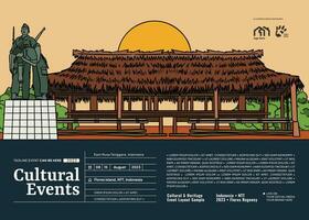 creatief cultureel ontwerp lay-out sjabloon achtergrond met Indonesisch illustratie van oosten- nusa tenggara vector