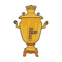 Russisch goud samovar. traditioneel Russisch cultuur. vector tekening