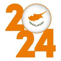 gelukkig nieuw jaar 2024 banier met Cyprus vlag binnen. vector illustratie.