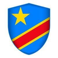 democratisch republiek van de Congo vlag in schild vorm geven aan. vector illustratie.