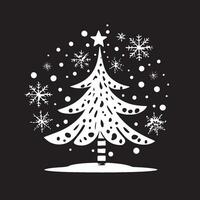 wit Kerstmis boom Aan zwart achtergrond. Spar boom waterverf afbeelding. vector