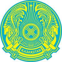 vector gekleurde blauw jas van armen van de republiek van Kazachstan. geel staat symbool.