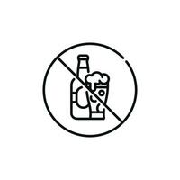 Nee alcohol lijn icoon teken symbool geïsoleerd Aan wit achtergrond vector