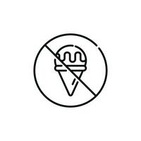 Nee ijs room toegestaan lijn icoon teken symbool geïsoleerd Aan wit achtergrond vector