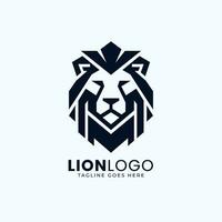 kleine supermarkt leeuw hoofd logo ontwerp sjabloon, meetkundig leeuw gezicht vector