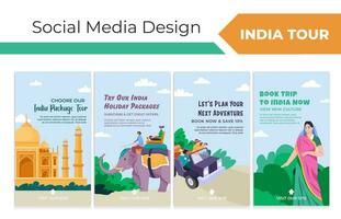 netwerk verhaal verzameling met Indië tour promo vector