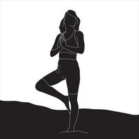 karakter silhouet - karakter in yoga pose, karakter sillhouette. vector