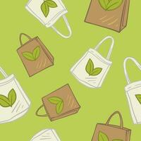 eco vriendelijk Tassen voor winkelen, recyclebaar bakken vector