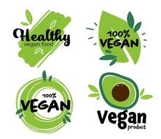 gezond veganistisch voedsel, biologisch en natuurlijk etiketten vector