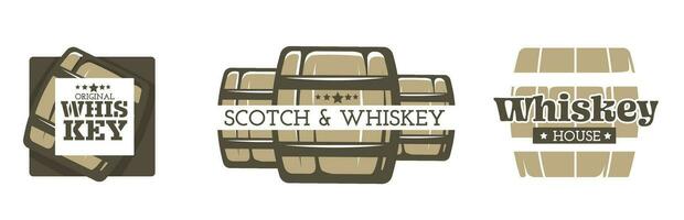 Scotch en whisky huis, vaten met alcohol vector