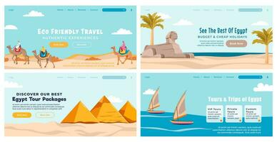 web banier reeks met Egypte reizen pakket promo vector