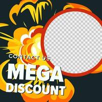 contact ons voor mega korting, promo banier vector