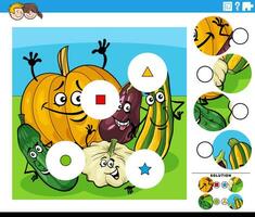 bij elkaar passen de stukken werkzaamheid met tekenfilm groente tekens vector