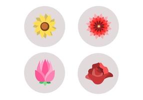 bloemen kunst op cirkel icon set vector