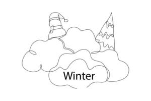 doorlopend een lijn tekening winter activiteiten. winter concept. tekening vector illustratie.