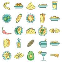 gezond Mexicaans voedsel icoon reeks vector kleur