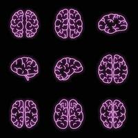 hersenen geest icoon reeks vector neon