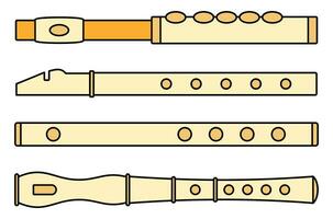 muziek- fluit icoon reeks vector kleur