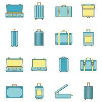 koffer reizen bagage pictogrammen reeks vector kleur
