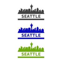 skyline van Seattle geïllustreerd op een witte achtergrond vector