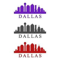 skyline van dallas geïllustreerd op witte achtergrond vector