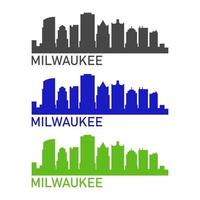 milwaukee skyline geïllustreerd op witte achtergrond vector