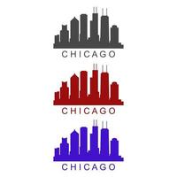 skyline van chicago geïllustreerd op witte achtergrond vector