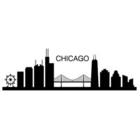 skyline van chicago geïllustreerd op witte achtergrond vector