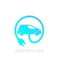 elektrische auto met stekker, ev vector icon