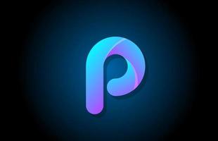 blauw kleurverloop logo p alfabet letter ontwerp icoon voor bedrijf vector