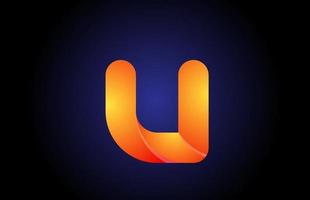 oranje blauw kleurverloop logo u alfabet letter ontwerp icoon voor bedrijf vector