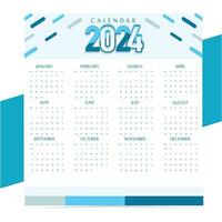 vrij vector elegant wit en blauw 2024 nieuw jaar kalender sjabloon ontwerp