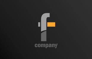 geel grijs letter f alfabet logo ontwerp icoon voor het bedrijfsleven vector