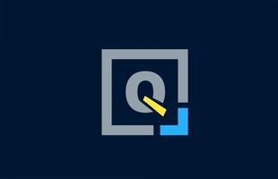 blauw geel letter q alfabet logo ontwerp pictogram voor het bedrijfsleven vector