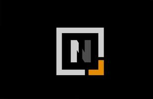 zwart wit oranje vierkante letter alfabet logo ontwerp pictogram voor bedrijf vector